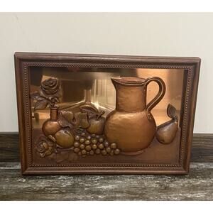 Vintage COPPERCRAFT GUILD Copper 3D Picture Wall Hanger MCM Fruit/Pitcher 17x11
